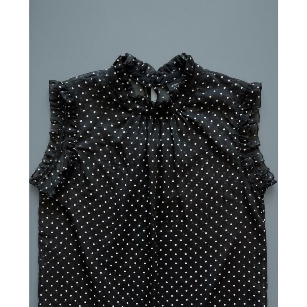 Women’s Ruffle-Trim Chiffon Blouse in Polka Dot - Picture 3 of 13